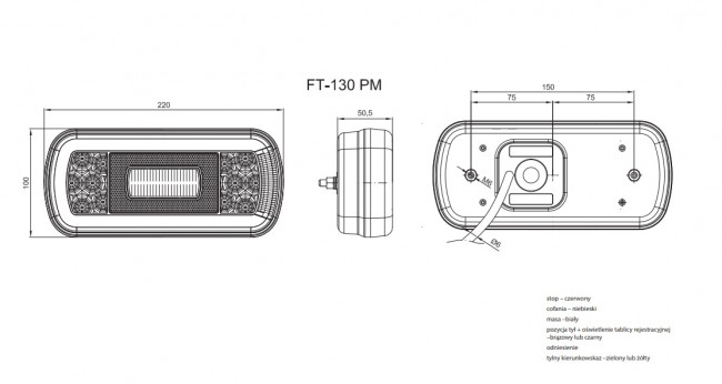 Фонарь задний 5-позиционный FT-130 NT PM LED