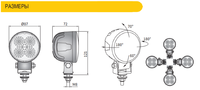 Фара рабочего света LED 2000 lm, D87 921-CRC5K.54814 Фара рабочего света LED 2000 lm, D87 921-CRC5K.54814
