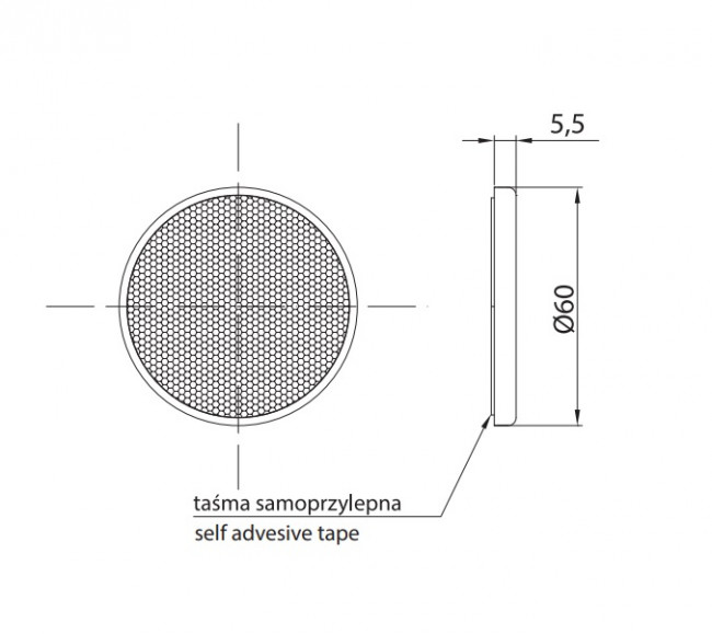 Светоотражатель на липучке d60 mm DOB-032 C красный