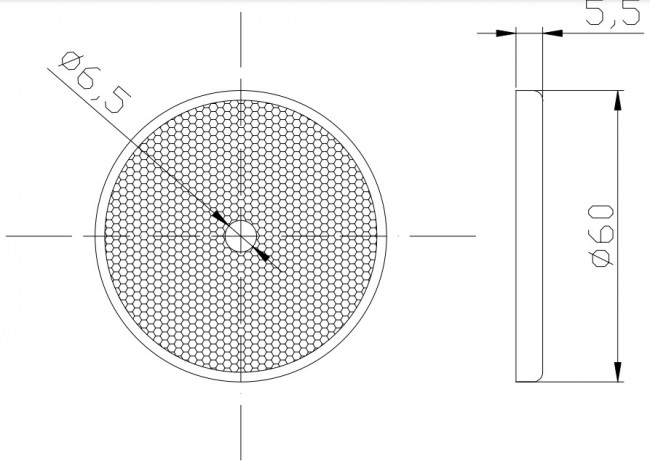 Светоотражатель с отверстием d60 mm DOB-033 Z желтый
