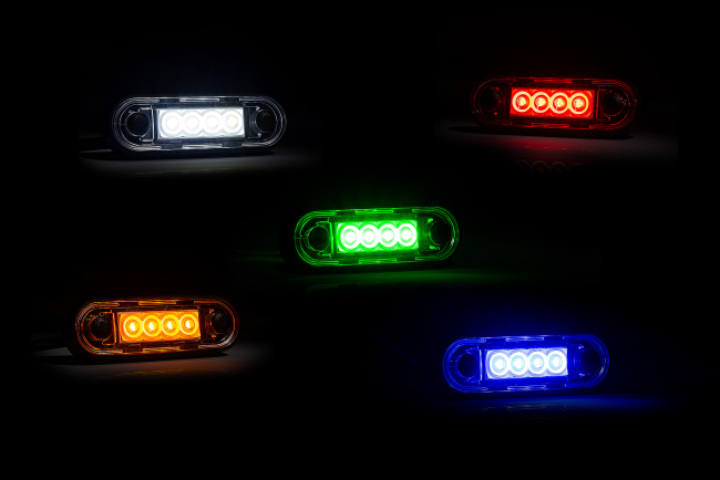 Габаритный светодиодный фонарь FT-073 C LED красный 12-36V, провод 0,5м, прокладка на плоскость и трубу Габаритный светодиодный фонарь FT-073 C LED красный 12-36V, провод 0,5м, прокладка на плоскость и трубу