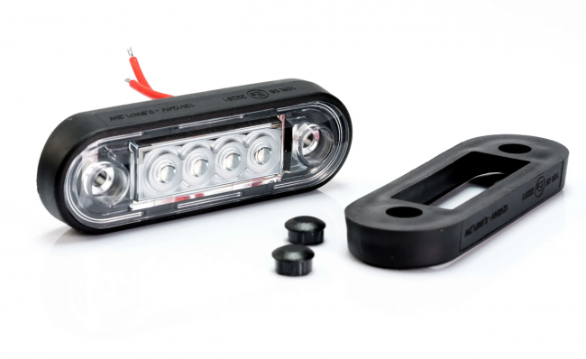 Габаритный светодиодный фонарь FT-073 C LED красный 12-36V, провод 0,5м, прокладка на плоскость и трубу Габаритный светодиодный фонарь FT-073 C LED красный 12-36V, провод 0,5м, прокладка на плоскость и трубу