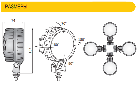 Фара рабочего света LED 2500lm wide light (широкий свет) 950-CRC3E.50300 Фара рабочего света LED 2500lm wide light (широкий свет) 950-CRC3E.50300