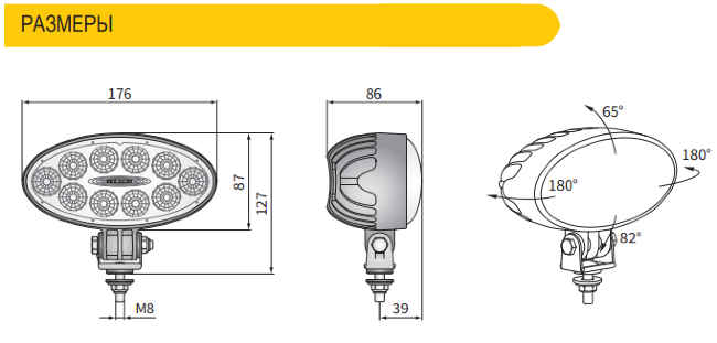 Фара рабочего света LED 3000lm 957-CRV1A.49501