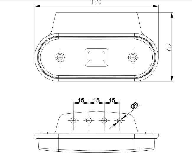 Габаритный светодиодный фонарь FT-020 Z+K желтый с кронштейном Габаритный светодиодный фонарь FT-020 Z+K желтый с кронштейном