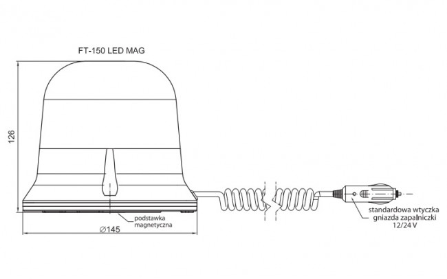 Маяк проблесковый жёлтый FT-150 LED MAG M30 (Одинарная вспышка) Маяк проблесковый жёлтый FT-150 LED MAG M30 (Одинарная вспышка)