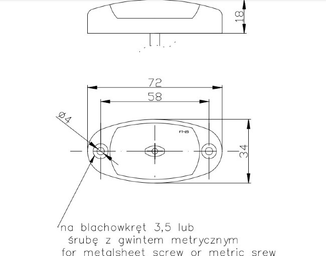 Габаритный светодиодный фонарь FT-025 C красный