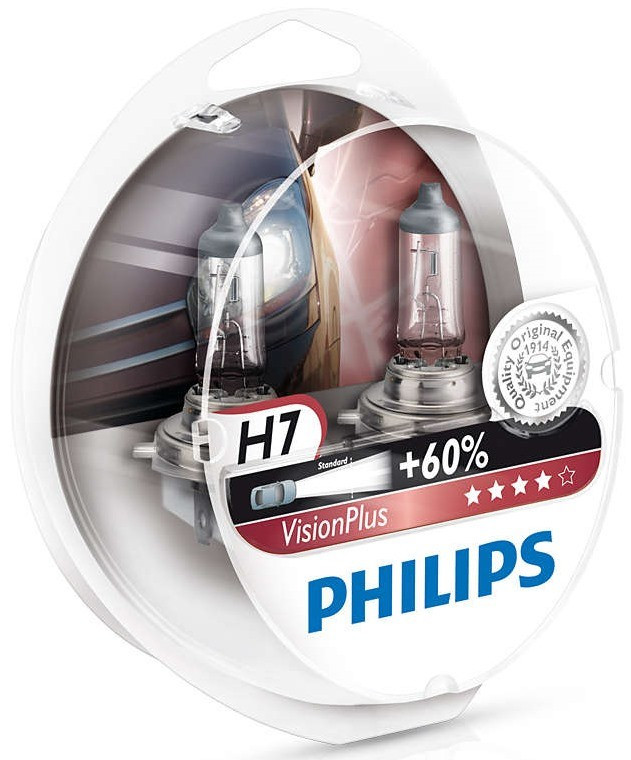 Лампа H7 12V 55W PX26d (PHILIPS) Vision Plus +60%, 2шт — купить в