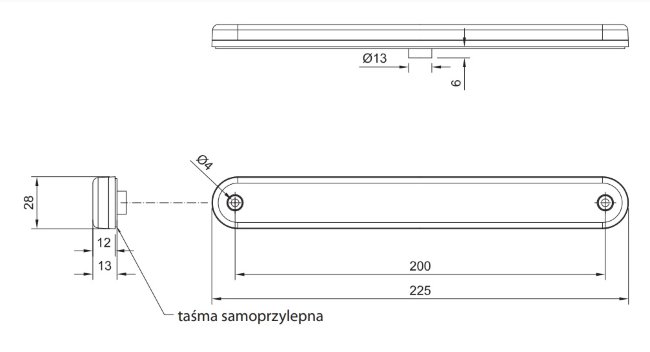 Габаритный светодиодный фонарь FT-195 С красный на липучке Габаритный светодиодный фонарь FT-195 С красный на липучке