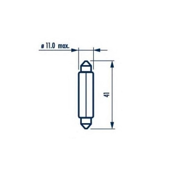 Лампа 12V-10W  (SV8,5-41) (2шт. блистер)